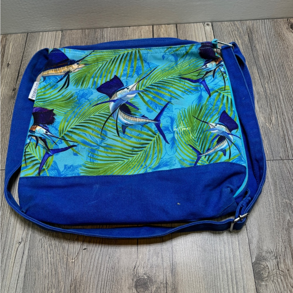 Guy Harvey x Pop Up Brands Everyday Canvas Blue Tote in the Sailfish Palm design